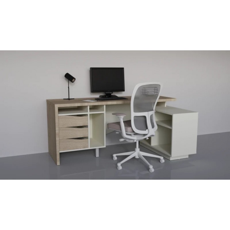 Стіл письмовий CONNECT 2 R SK 180×78 см. Дуб кремона котта / Стоун бейж Intarsio