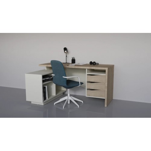 Стіл письмовий CONNECT 3 L SK 157×78 см. Дуб кремона котта / Стоун бейж Intarsio