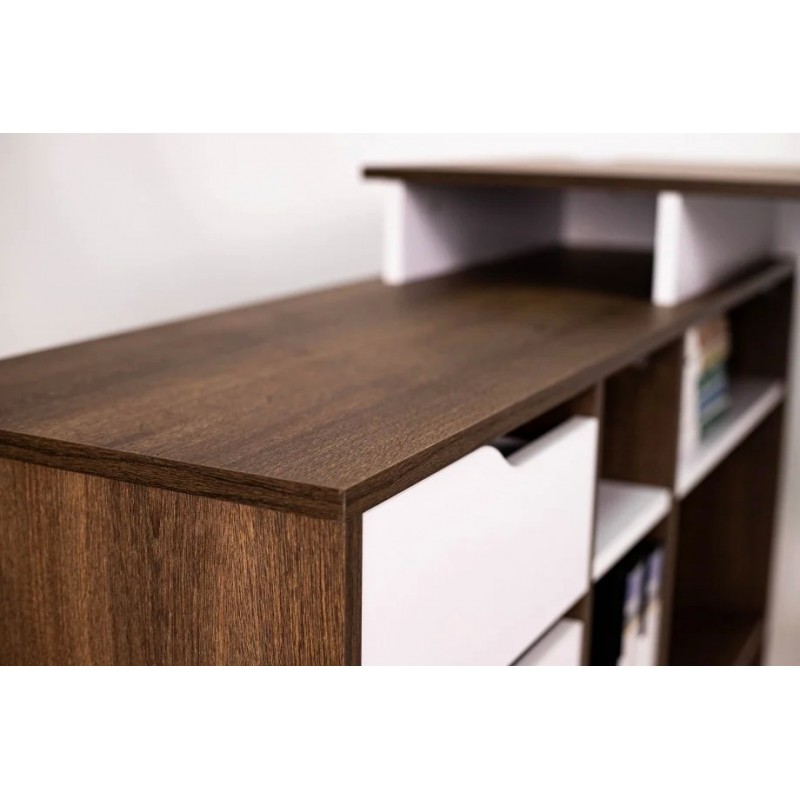 Стіл письмовий NORD 1R  Дуб Експресив Бронзовий/Білий Діамант Intarsio