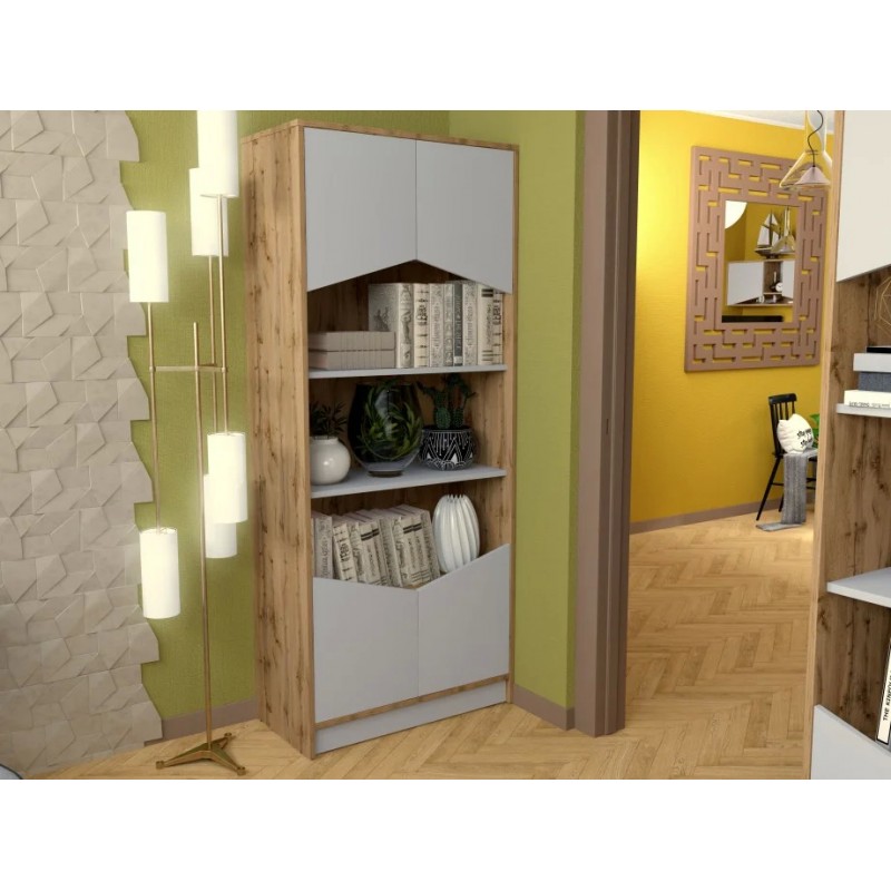 Пенал Unity E Дуб Тахо / Біла Аляска Intarsio