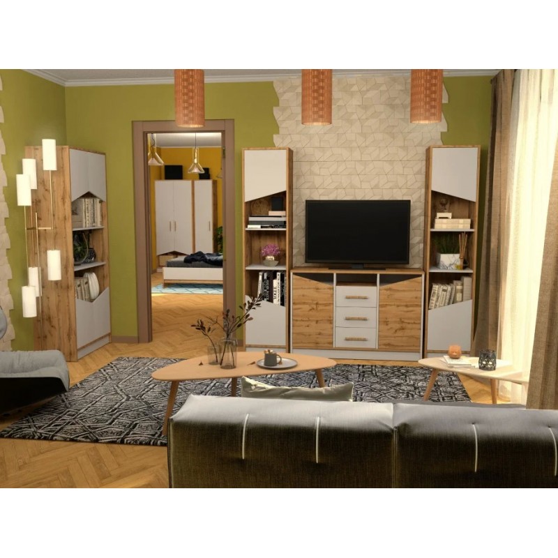 Пенал Unity E Дуб Тахо / Біла Аляска Intarsio