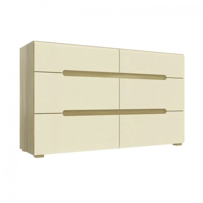 Fusion F Комод 6Ш 142х84 см Дуб скельної + слонова кістка Intarsio