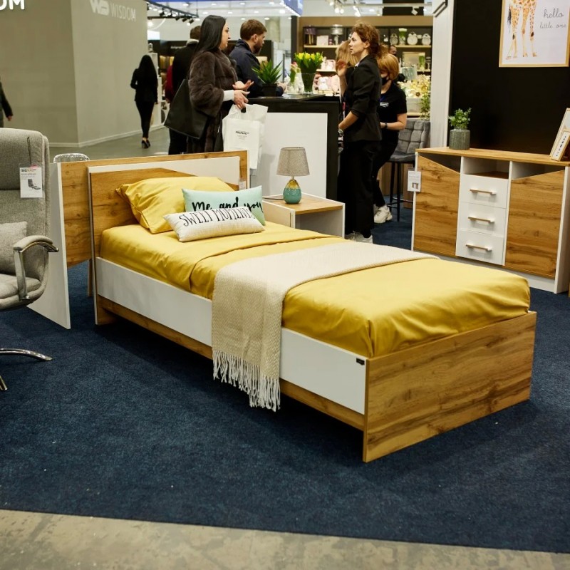 Ліжко Unity L 90x200 Дуб Тахо / Біла Аляска Intarsio