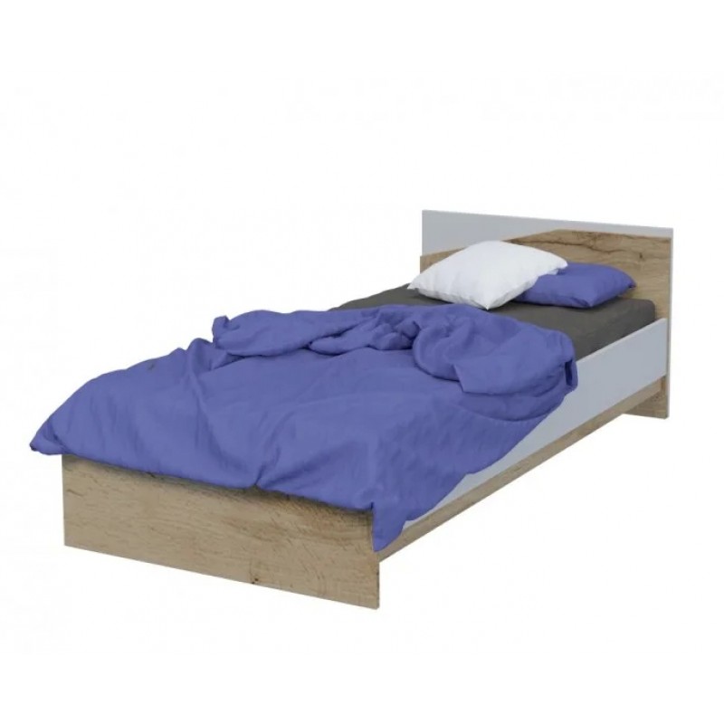 Ліжко Unity L 90x200 Дуб Тахо / Біла Аляска Intarsio