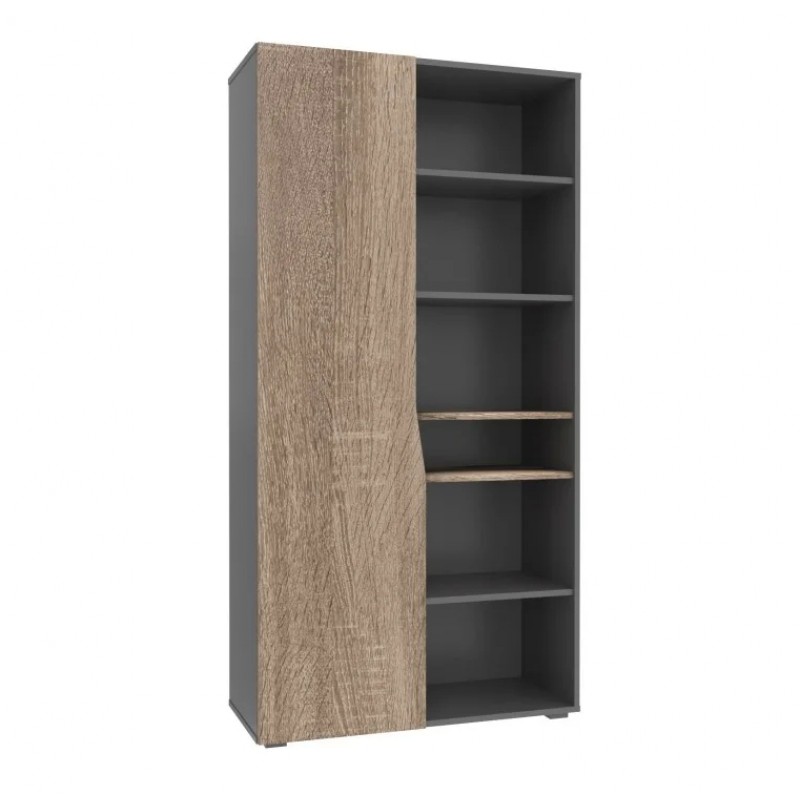 Шафа з відкритими полицями Connect A ліва Дуб Сонома Трюфель + Антрацит Intarsio