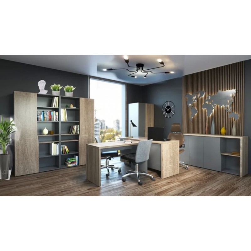 Шафа з відкритими полицями Connect A правий Дуб Сонома Трюфель + Антрацит Intarsio