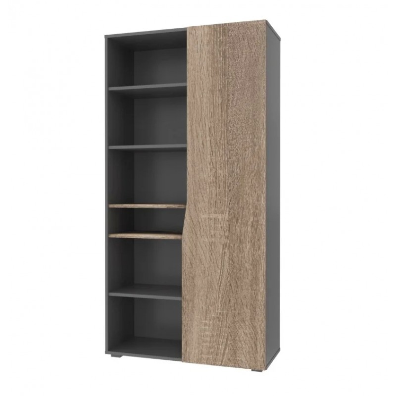 Шафа з відкритими полицями Connect A правий Дуб Сонома Трюфель + Антрацит Intarsio