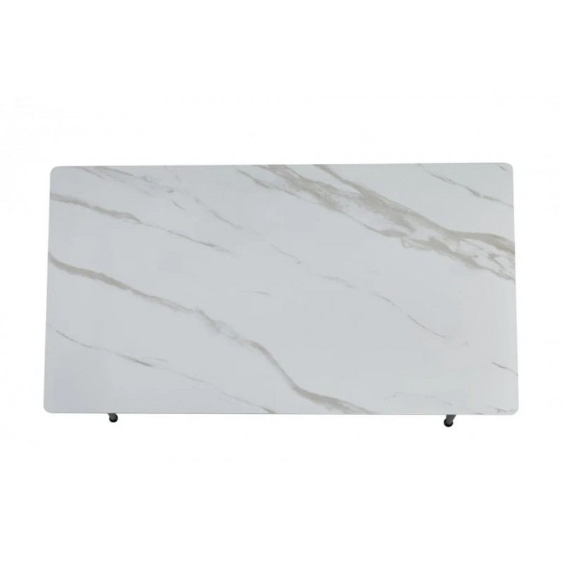 Стіл обідній SABA CERAMIC 130*70 білий глянець / чорний каркас Intarsio