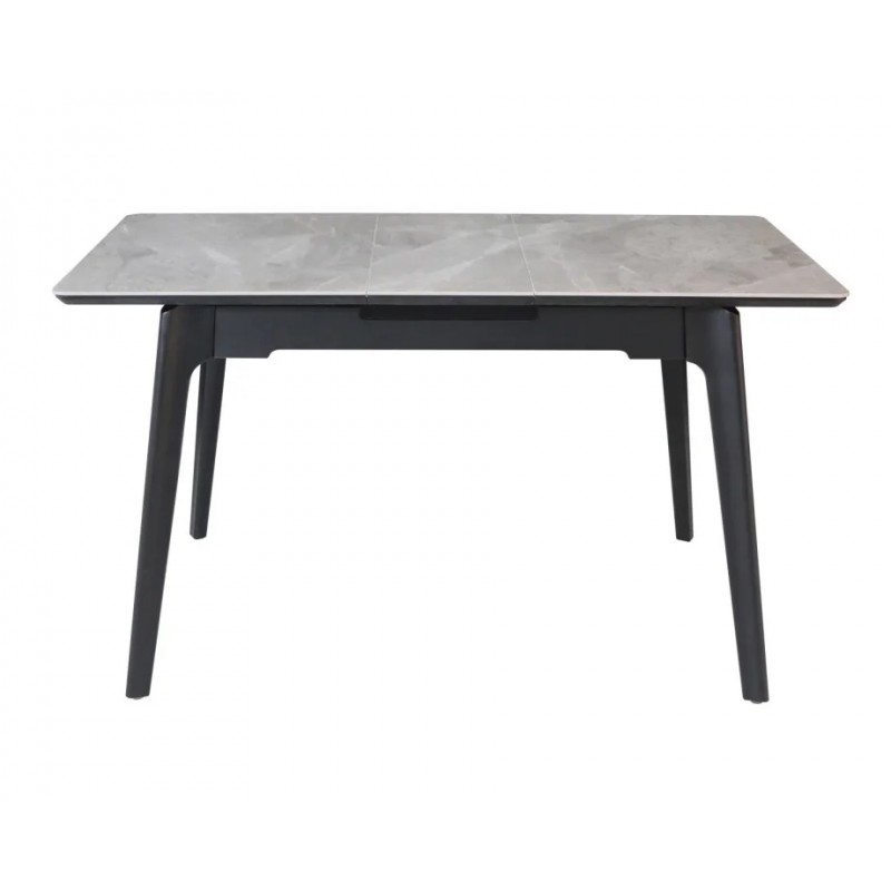 Стіл обідній розкладний BERLIN CERAMIC 111(140)*75 сірий глянець / чорний каркас Intarsio