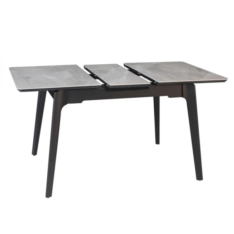 Стіл обідній розкладний BERLIN CERAMIC 111(140)*75 сірий глянець / чорний каркас Intarsio