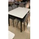 Стіл обідній розкладний BERLIN CERAMIC 111(140)*75 сірий глянець / чорний каркас Intarsio