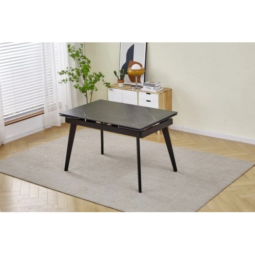 Стіл обідній розкладний OSLO CERAMIC 120(180)*80 чорний глянець/чорний каркас Intarsio