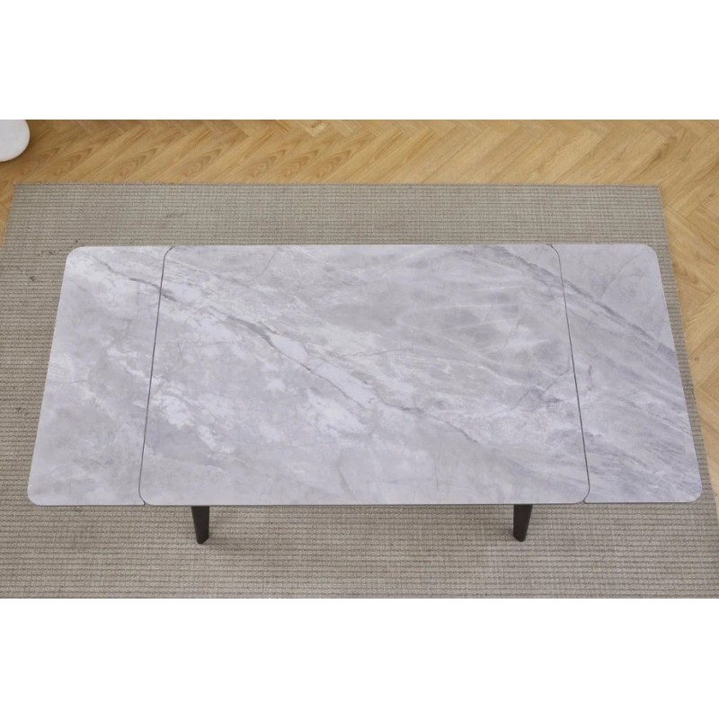 Стіл обідній розкладний OSLO CERAMIC 120(180)*80 сірий глянець/чорний каркас Intarsio