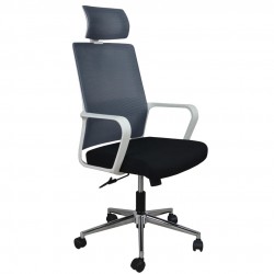 Крісло комп'ютерне поворотне WIND сіре/чорне/білий каркас Intarsio