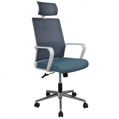 Крісло комп'ютерне поворотне WIND сіре/сіре/білий каркас Intarsio