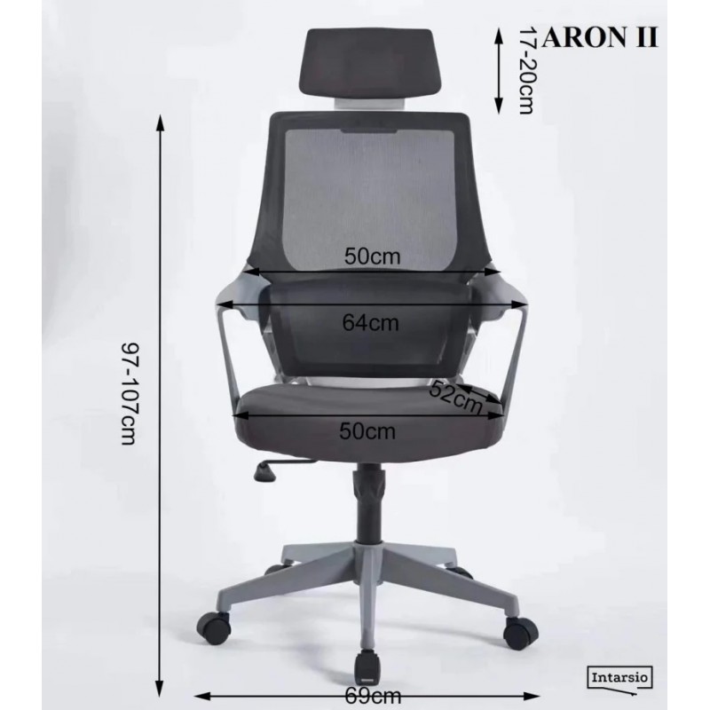 Крісло комп’ютерне ARON II Чорний / Чорний каркас Intarsio