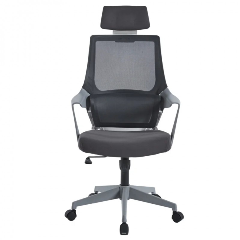 Крісло комп’ютерне ARON II Сіре / Сірий і Білий каркас Intarsio