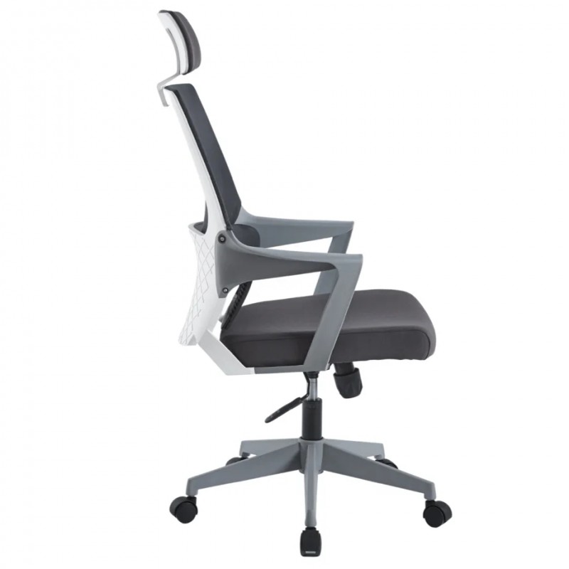 Крісло комп’ютерне ARON II Сіре / Сірий і Білий каркас Intarsio