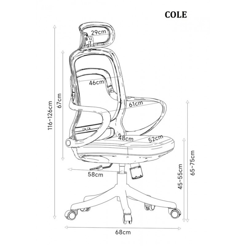 Крісло комп'ютерне COLE чорне/чорний каркас Intarsio