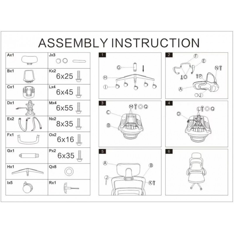 Крісло комп'ютерне COLE чорне/чорний каркас Intarsio