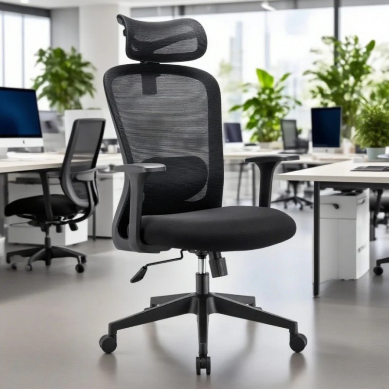 Крісло комп'ютерне JACOB чорна тканина/чорний каркас Intarsio