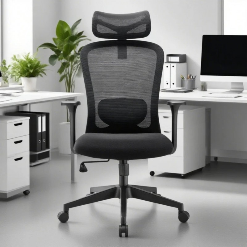 Крісло комп'ютерне JACOB чорна тканина/чорний каркас Intarsio