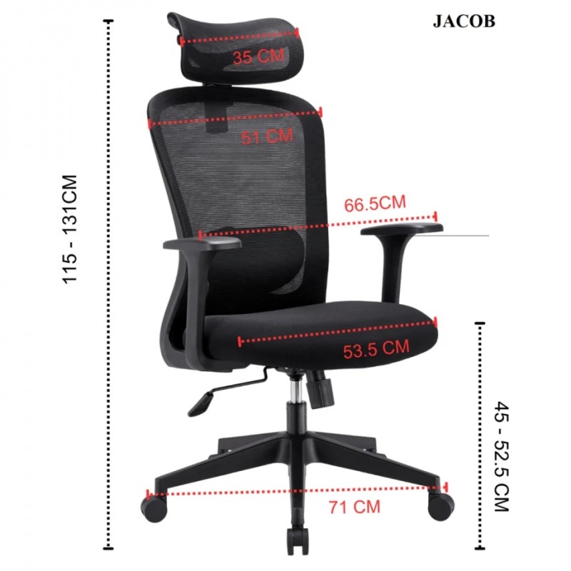 Крісло комп'ютерне JACOB чорна тканина/чорний каркас Intarsio