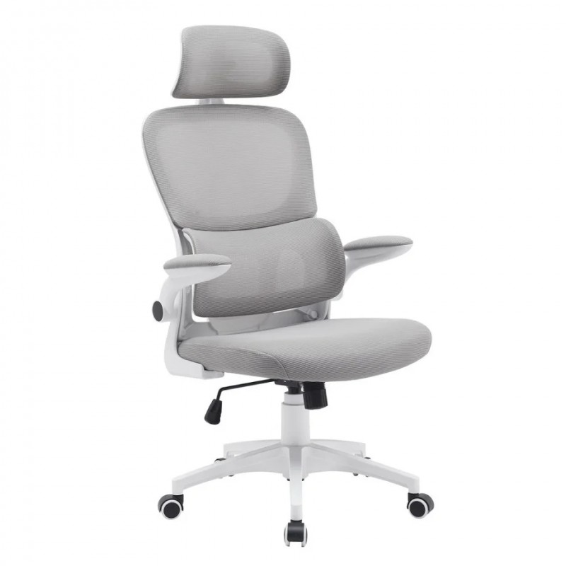 Крісло комп'ютерне OWEN сіре/білий каркас Intarsio