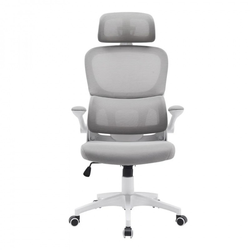 Крісло комп'ютерне OWEN сіре/білий каркас Intarsio