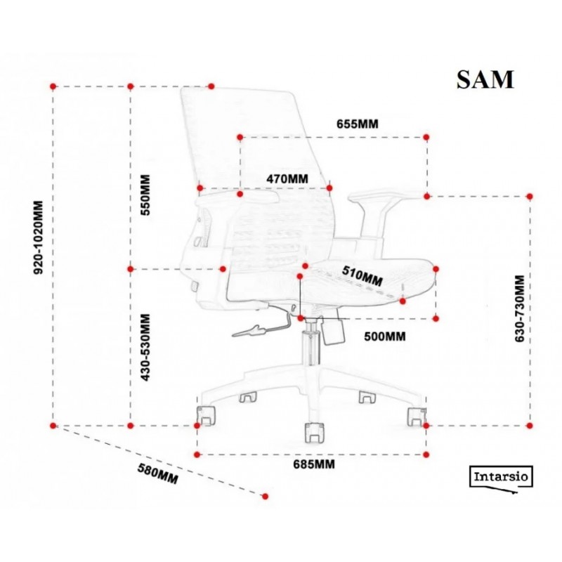 Крісло комп’ютерне SAM Сіре / Білий каркас Intarsio Крісло комп’ютерне SAM Сіре / Білий каркас Intarsio