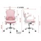 Крісло компютерне поворотне CANDY рожеве/білий каркас Intarsio