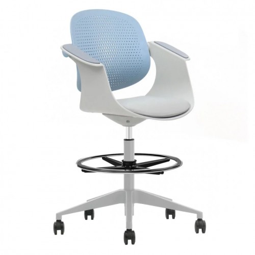 Крісло офісне ARLEN світло-бірюзове/сіра тканина/сірий каркас Intarsio
