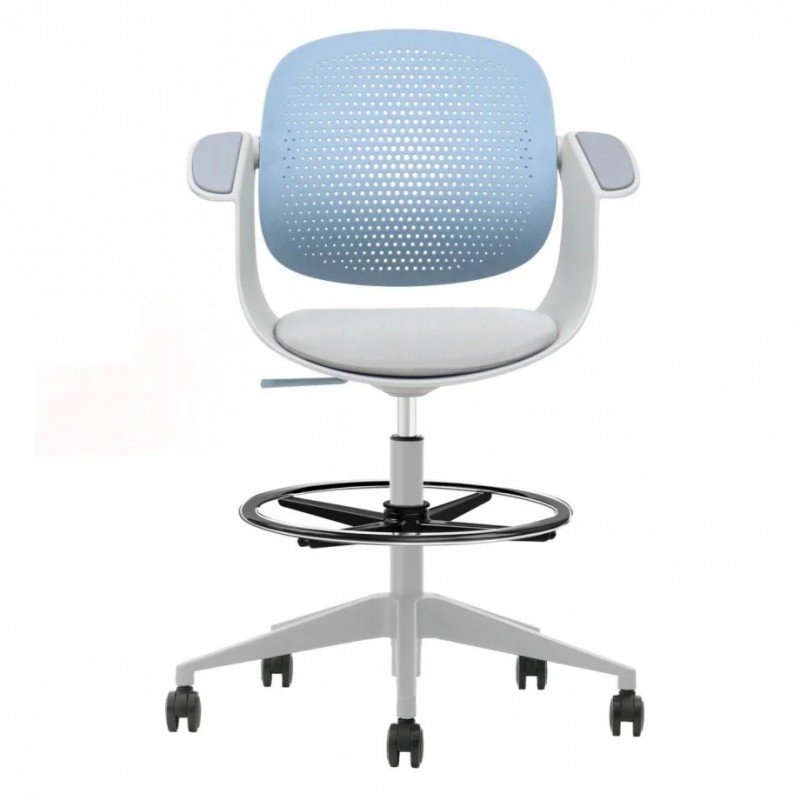 Крісло офісне ARLEN світло-бірюзове/сіра тканина/сірий каркас Intarsio