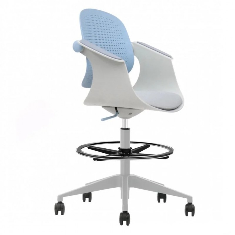 Крісло офісне ARLEN світло-бірюзове/сіра тканина/сірий каркас Intarsio