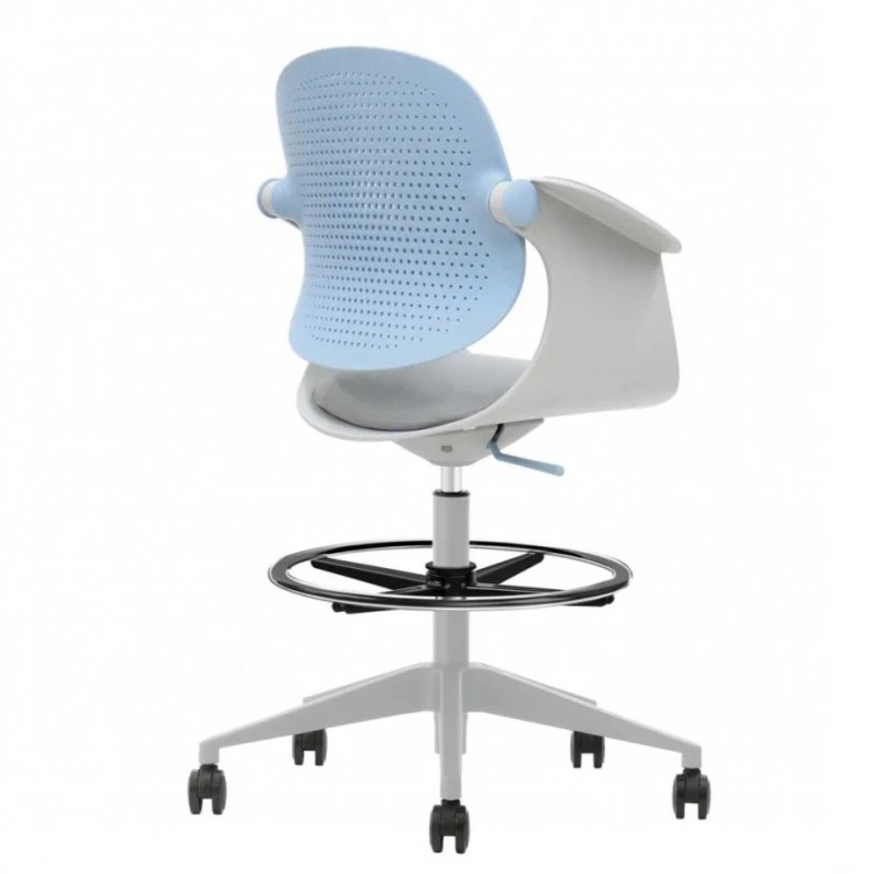 Крісло офісне ARLEN світло-бірюзове/сіра тканина/сірий каркас Intarsio