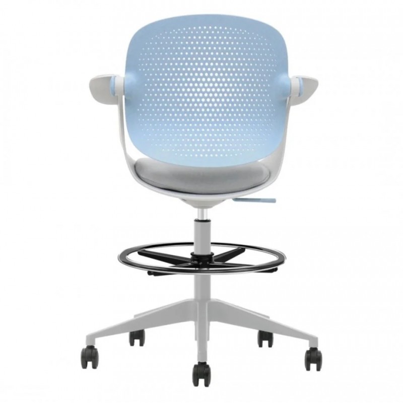 Крісло офісне ARLEN світло-бірюзове/сіра тканина/сірий каркас Intarsio