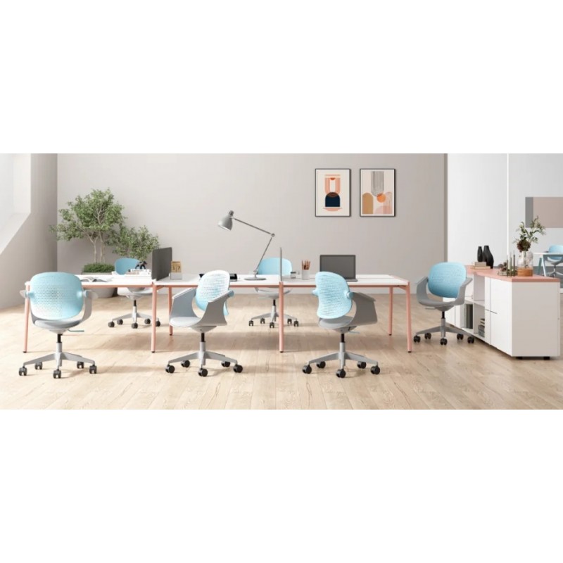 Крісло офісне ARLEN світло-бірюзове/сіра тканина/сірий каркас Intarsio