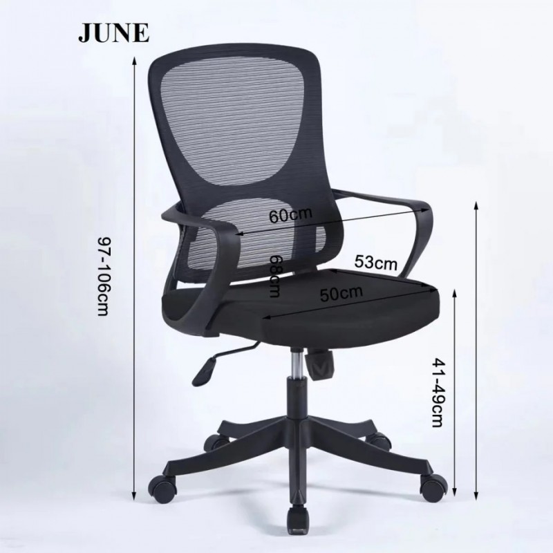 Крісло офісне JUNE Чорне / Чорний каркас Intarsio