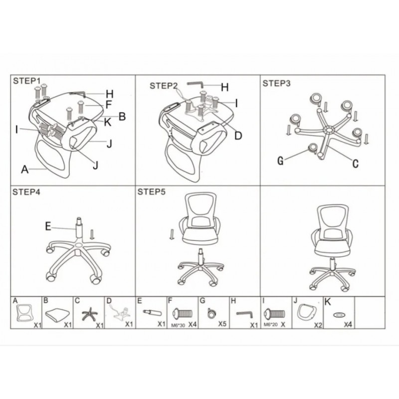 Крісло офісне JUNE Чорне / Чорний каркас Intarsio