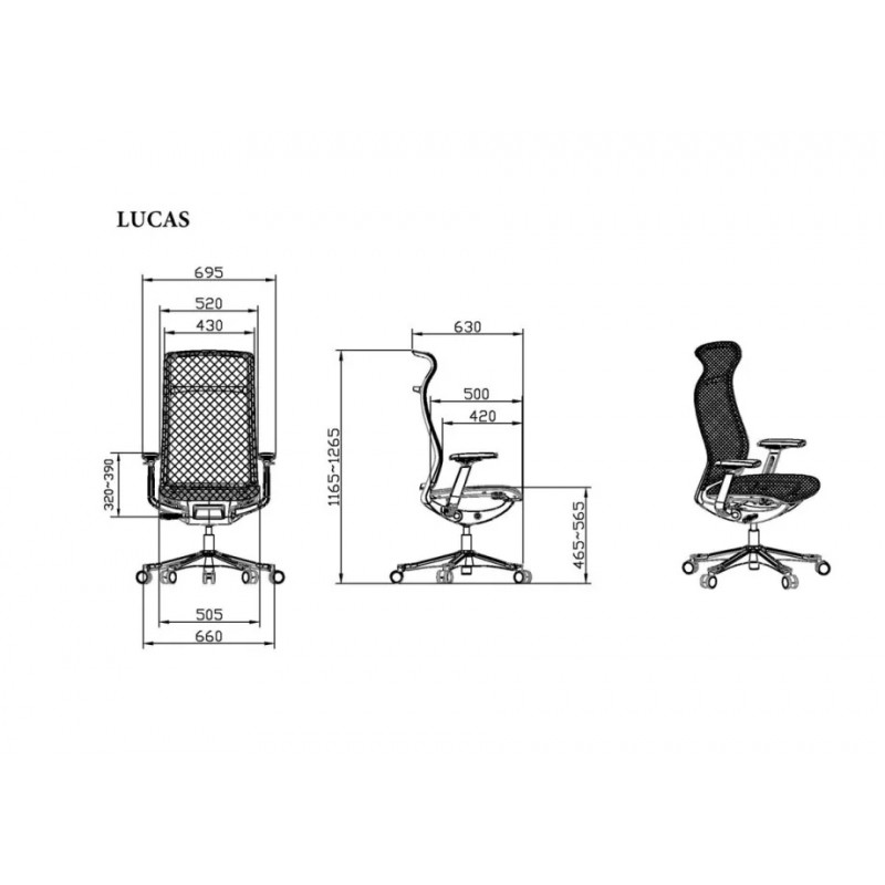 Крісло офісне LUCAS чорна сітка / чорний каркас Intarsio