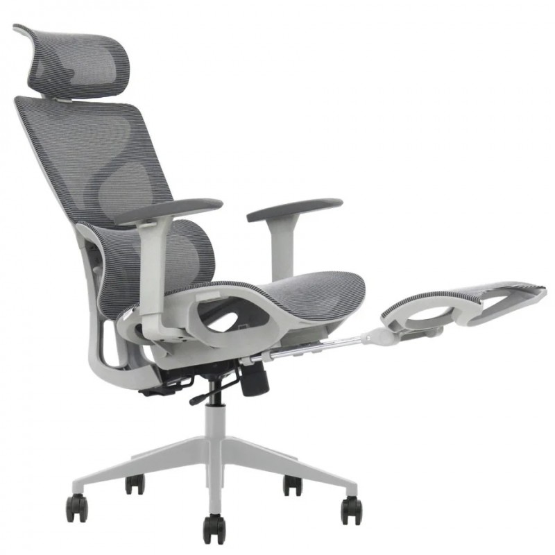 Крісло офісне MARKUS F сіра сітка / сірий каркас з підставкою для ніг Intarsio