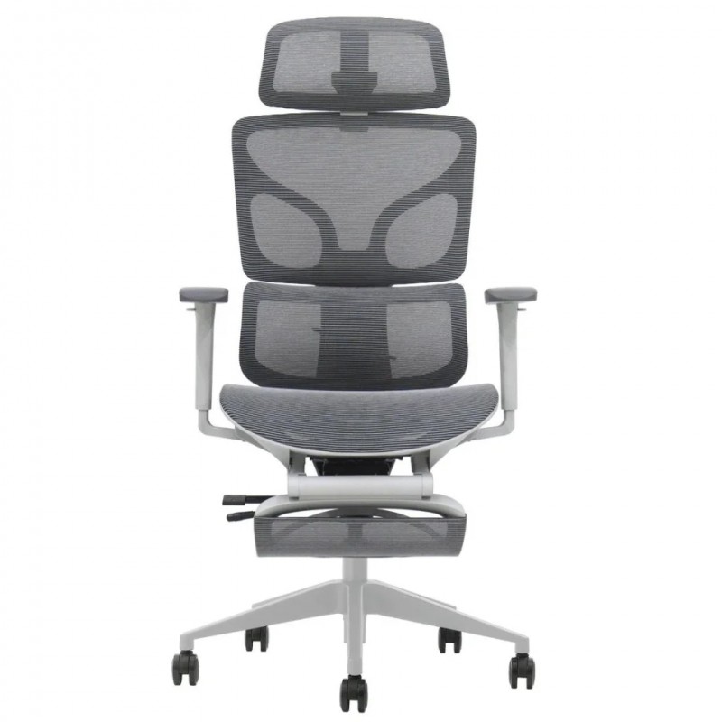Крісло офісне MARKUS F сіра сітка / сірий каркас з підставкою для ніг Intarsio