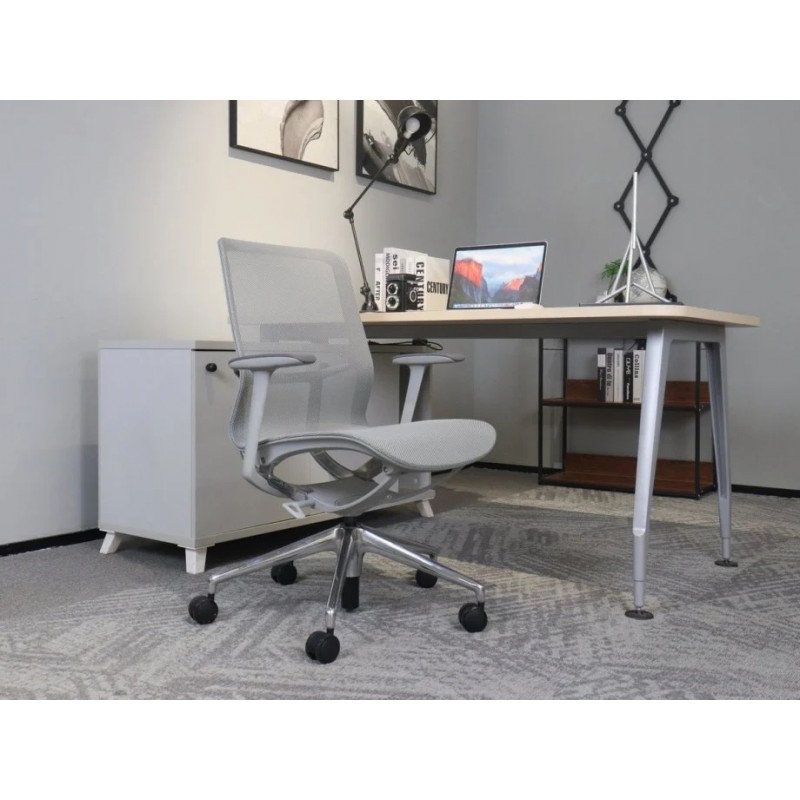 Крісло офісне REGINA сіра сітка / алюміній Intarsio