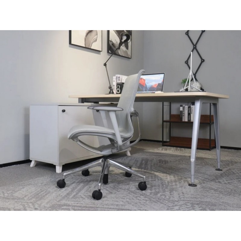 Крісло офісне REGINA сіра сітка / алюміній Intarsio