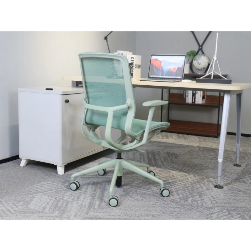 Крісло офісне REGINA зелена сітка / зелений каркас Intarsio