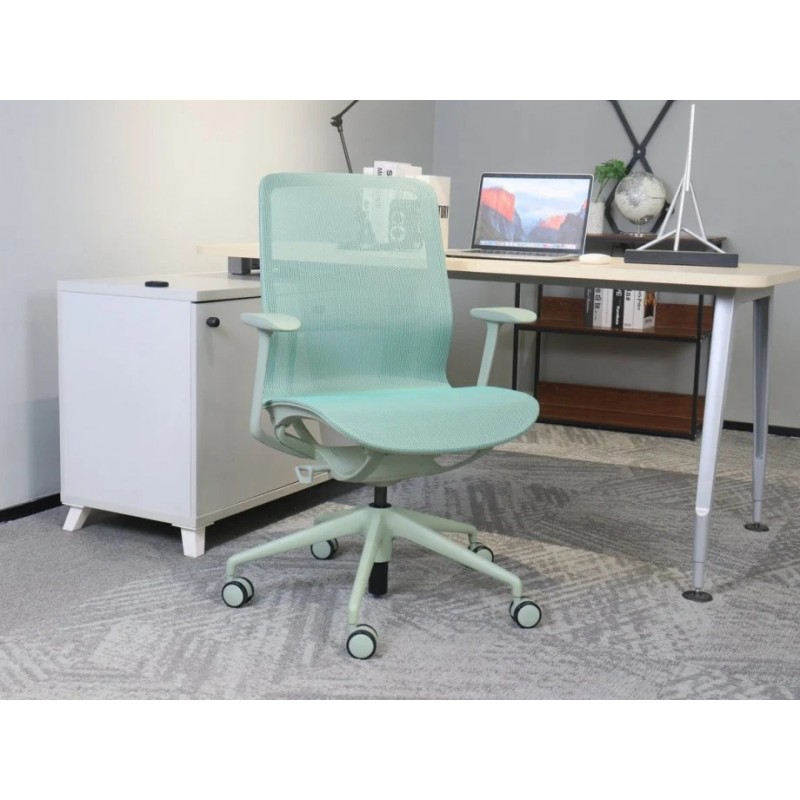 Крісло офісне REGINA зелена сітка / зелений каркас Intarsio