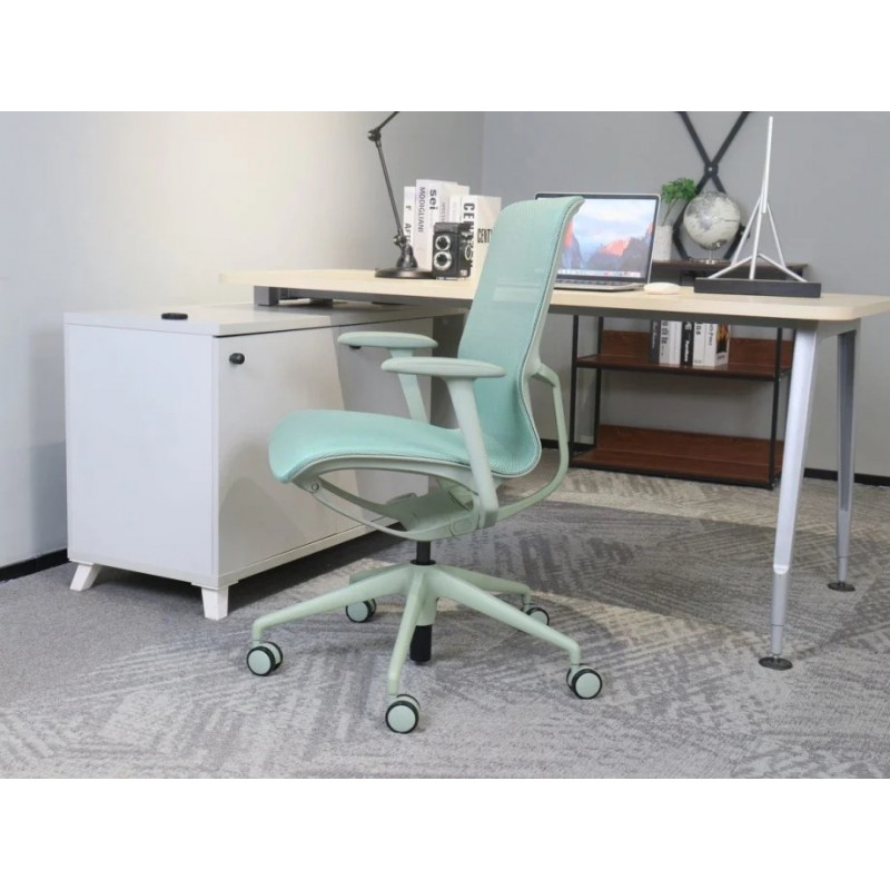 Крісло офісне REGINA зелена сітка / зелений каркас Intarsio