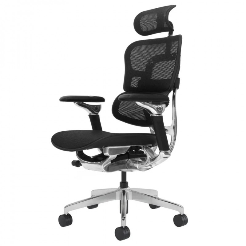 Крісло офісне STALKER чорна сітка / алюміній Intarsio