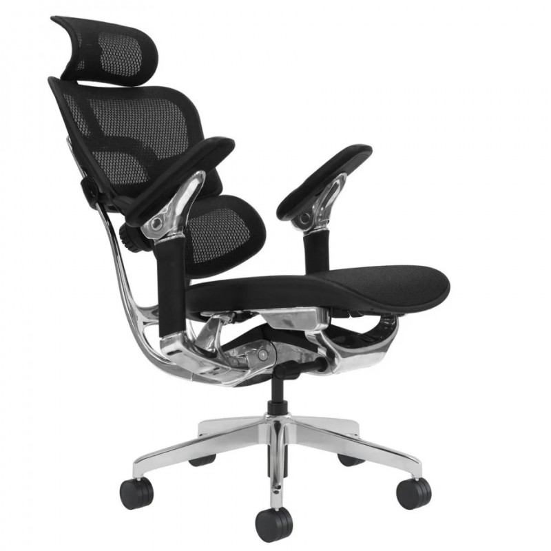 Крісло офісне STALKER чорна сітка / алюміній Intarsio