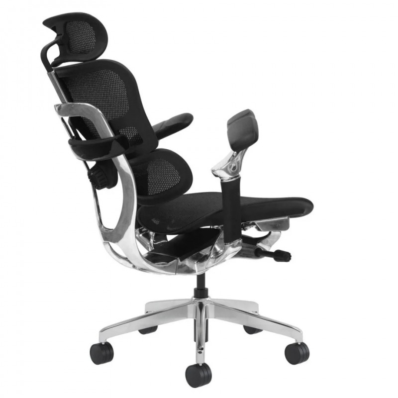 Крісло офісне STALKER чорна сітка / алюміній Intarsio